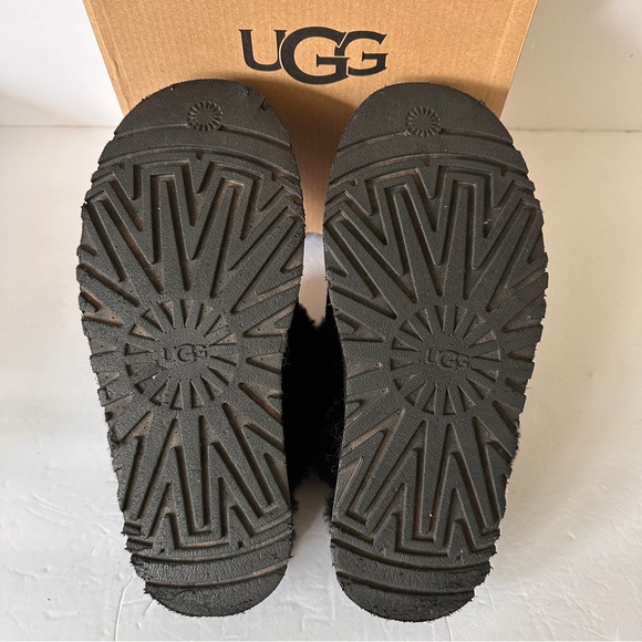 UGG Disquette Platform Slippers Sheepskin And Suede Women's Size 9 Black 1122550 - Picture 10 of 14